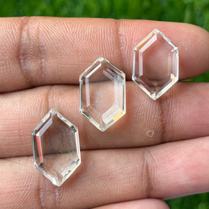 Directo fabricante de la India Sami Gems Hub CQ08 cristal blanco Natural cuarzo facetado hexágono Briolette pulido calibrado Suelto - Product Image 2