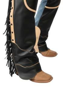 Chaparreras de Motocicleta de Cuero Vacuno de Alta Resistencia, Estilo Occidental Clásico, Transpirables, Impermeables, Resistentes al Viento, con Flecos y Estampados Deportivos - Product Image 5