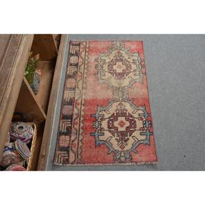 2x3,4 ft Rug, Turkish Vintage Rug, <b>Red</b> <b>Wool</b> Rug - Product Image 1