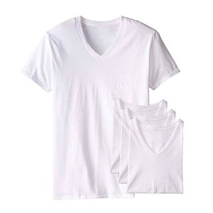 160g 180g impression sur demande blanc col en v hommes 100% coton t-shirt impression personnaliser Logo T-Shirt plaine t-shirts pour sérigraphie - Product Image 3