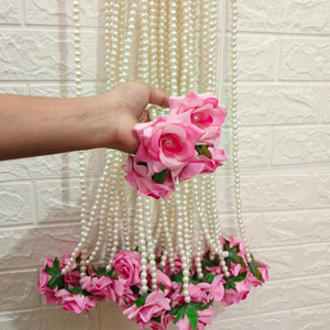 Elegante Perla Rosa guirnalda boda cuentas cadena decoración Floral Mandap decoración Haldi Mehndi decoración templo Mandir telón de fondo - Product Image 1