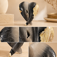 Ornement en Agate Volcanique Ailes Croisées, Pièce Décorative en Cristal Poli à la Main pour Bureau, Étagère et Présentation Spirituelle