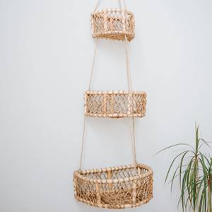 Panier suspendu en rotin pour fruits, organisation de cuisine, vente en gros, paniers de rangement en osier naturel - Product Image 5