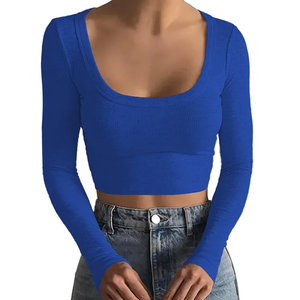 Camiseta de algodón hecha a medida para mujeres Millennial 2025 otoño Retro Crop <span class=keywords><strong>Top</strong></span> de manga larga Crop <span class=keywords><strong>Top</strong></span> Casual estampado estilo de verano - Product Image 2