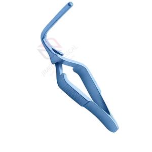 ที่หนีบแบบมืออาชีพ DeBakey Bulldog Clamp ขนาด 6.5 นิ้ว แบบงอ 90 องศา ผลิตจากเหล็กกล้าไร้สนิมเคลือบสีน้ำเงิน ใช้ซ้ำได้ สำหรับงานผ่าตัด - Product Image 1