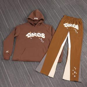 Ensemble de survêtement évasé à logo personnalisé 100% coton pour pantalon de survêtement et sweat à capuche à imprimé bouffant pour l'hiver - Product Image 6