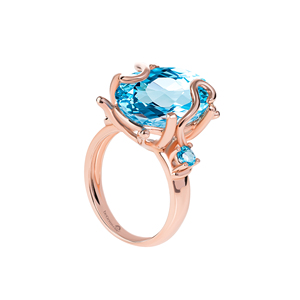 Bague beGems Luxury Pure Soul avec topaze en or rose italien 14K 18K, bijoux pour femmes très vendus - Product Image 3