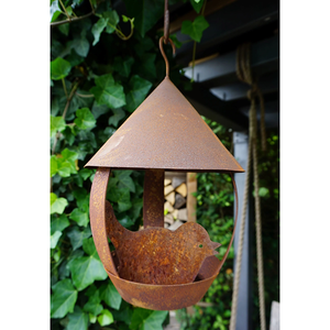 Comedero para Pájaros de Diseño Único JH-Mech, Decoración de Balcón Vintage Resistente, Comedero Cónico de Acero Corten con Acabado Oxidado para Colgar - Product Image 2