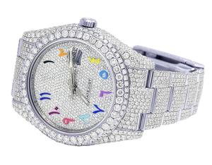 Premium VVS Moissanite Diamond árabe Dial de acero inoxidable automático Iced Out Hip Hop reloj tachonado de gama alta de lujo de moda para hombres - Product Image 3