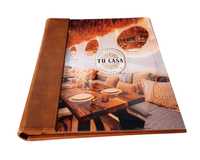 Couvertures de menu personnalisées en cuir PU A4, acrylique gaufré, certifiées ISO, plaquées nickel, durables pour restaurants, cafés, hôtels, bars