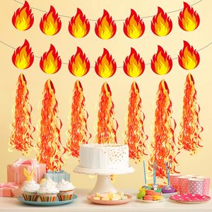 Guirnalda de Papel con Diseño de <span class=keywords><strong>Bombero</strong></span>, Serpentinas Colgantes con Forma de Llama, Accesorios para Cabina de Fotos, Recuerdos para Reuniones, Celebraciones y Decoración - Product Image 5