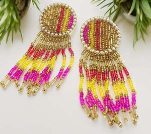 Pendientes de Cuero con Bordado a Mano, Ligeros, para Mujer, Joyería Festiva para Fiestas al Mejor Precio, Pendientes con Cuentas - Product Image 6