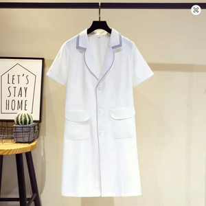 เสื้อโค้ทแล็ปแฟชั่นสำหรับผู้หญิงแขนสั้นพร้อมตัวเลือกหลากสีเครื่องแบบโรงพยาบาล - Product Image 5
