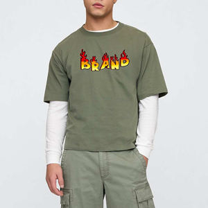 Camiseta de Hombre de Corte Cuadrado con Hombros Caídos, 100% Algodón, 200GSM, con Logotipo Personalizado, Transpirable, de Secado Rápido, Cómoda, Estilo Urbano, Superventas - Product Image 6