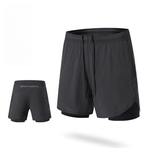 Men's Double <b>Layer</b> Breathable Fitness Shorts <b>Mid</b> Waist Cargo Pattern Casual Summer Workout Shorts for Outdoor Running Workouts - Product Image 2