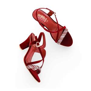 Sandale à talon fantaisie bordeaux FN5974 - Product Image 1