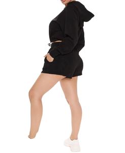 Conjunto de 2 Piezas de Alta Calidad para Mujer, Sudadera con Capucha y Pantalones Cortos por Encima de la Rodilla, Color Personalizado con Logotipo Impreso Personalizado 2026 - Product Image 1