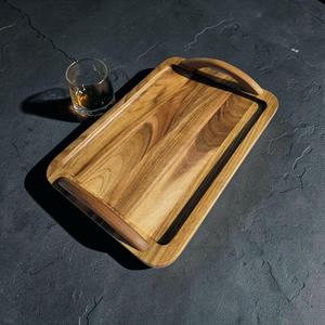 Bandeja de Madera Rústica Hecha a Mano para Joyería, Diseño Moderno y Lujoso, Apta para Lavavajillas, para Desayuno, Café, Té, Aperitivos, Mesa de Comedor, Cocina - Product Image 1
