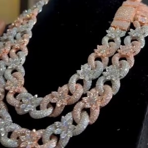 Chaîne à maillons cubains glacés Bijoux de luxe en argent et or blanc avec testeur de diamants cloutés VVS Check Moissanite Diamond Chain - Product Image 2