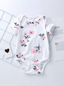 Newborn Baby Clothes Custom Logo Unisex Baby <b>Romper</b> Short-Sleeve Bamboo Spandex <b>Knit</b> Button Closure 180-200 GSM OEM Service - Product Image 5
