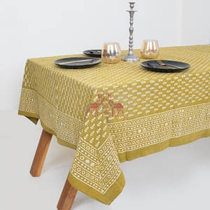 Décoration d'intérieur, design traditionnel de luxe, nappe de table en coton à motifs floraux Dabu faits à la main, couverture de table pour la décoration - Product Image 6