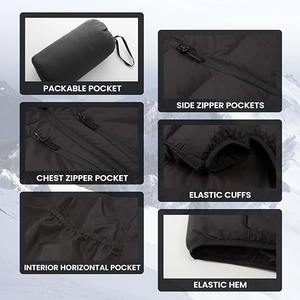 Men's Lightweight Long Stand Collar Front Logo Customizable Packable <b>Hooded</b> Puffer <b>Jacket</b>-Winter Waterproof Windproof Breathable - Product Image 5