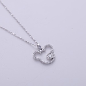 IGI Certified Lab Grown Diamond Cartoon Inspired <b>Mouse</b> Shape Halo Pendant in 14K White / Yellow & Rose Gold - Product Image 2