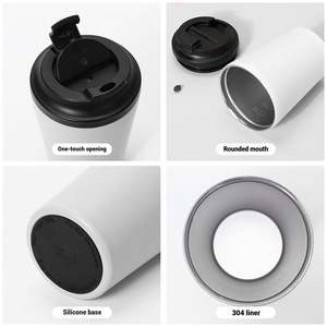 Tasses à café en acier inoxydable de 12 oz, gobelet isotherme à double paroi avec paille pour voyage - Product Image 4