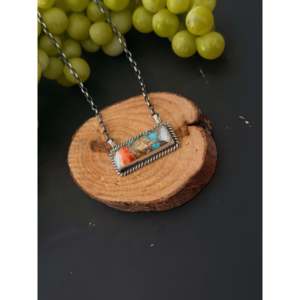 Collar de Barra de Plata de Ley y Turquesa Mohave Johnny Dixon para Regalo - Product Image 4