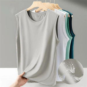 เสื้อกล้ามผ้าฝ้าย100% ของผู้ชายเสื้อแขนกุดออกกำลังกายในยิมสำหรับกีฬาและการออกกำลังกายตอนเช้า - Product Image 4
