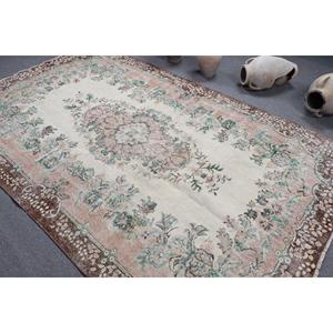 5.7x9.4 ft Turkish Rug, <b>Brown</b> Plants & trees Vintage Rug <b>Wool</b> - Product Image 4