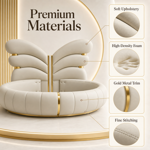 Letto Rotondo Moderno in Velluto con Struttura in Acciaio e Design Confortevole per Camera da Letto di Villa di Lusso, Misura Queen - Product Image 3
