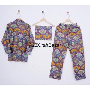 Conjunto de pijama de algodón con estampado ultrasuave Floral elegante para mujer, ropa de dormir ligera con cintura elástica cómoda para Primavera Verano invierno - Product Image 4