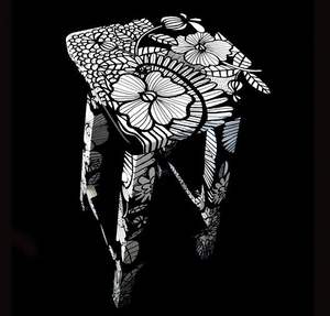 Incrustation d'os artisanat tradition personnalisée et florale Table de chevet armoire incrustation d'os Table noire meubles de salon d'Inde - Product Image 1