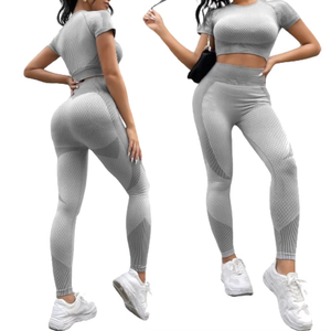 Conjuntos de Yoga profesionales personalizados para mujer, mallas para correr para mujer, 2 uds., tela deportiva de secado rápido, conjuntos de Fitness para gimnasio transpirables - Product Image 5