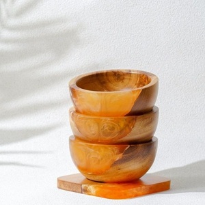 Cuencos de inmersión de resina multicolor de madera Natural marrón con elegancia, resina transparente de cristal, artesanías de resina hechas a mano de estilo Artificial - Product Image 5