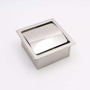 Accessoires de salle de bain d'hôtel modernes en acier inoxydable SUS304, finition polie miroir, <span class=keywords><strong>distributeur</strong></span> de papier toilette encastré avec capot - Product Image 4