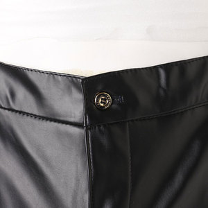 Pantalones de Cuero Sintético para Hombre, Estilo Rock, para Discoteca, Ajustados, Rectos, Tipo Motociclista, Cintura Alta con Cremallera - Product Image 5