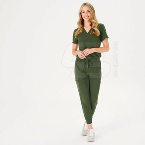 Ensemble d'uniformes d'infirmière pour femmes imprimés par transfert thermique personnalisé de haute qualité, tenue médicale en spandex extensible pour usage hospitalier - Product Image 1