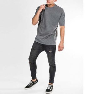 T-shirts pour hommes en coton 100% de qualité supérieure, respirants, à coupe ample, imprimés, en tissu canvas, col rond, effet délavé - Product Image 2