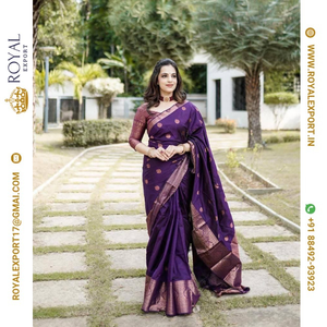 Presentación de nuevas colecciones Blissful Soft Lichi Silk Beautiful Rich Pallu Saree al por mayor por Royal Export en Surat Gujarat - Product Image 1
