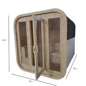 Sauna Cuadrada Exterior de Pino Blanco para 6 Personas con Puertas de Vidrio Grandes - Product Image 6
