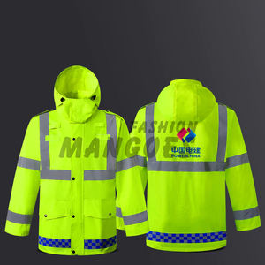 Ensemble veste et pantalon de pluie imperméable haute visibilité pour homme Combinaison de pluie haute visibilité avec éléments réfléchissants Design coupe-vent - Product Image 3