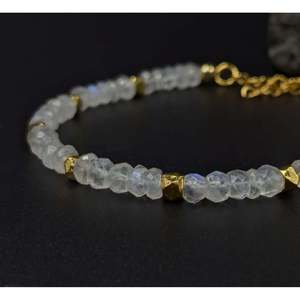 Rainbow Moonstone Beaded Bracelet with 18K Gold Plating Amethyst and Quartz <b>Charm</b> Gift for Occasions Ball Patterned Number - Product Image 3