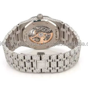Reloj de pulsera analógico de lujo para hombre, acero inoxidable de alta calidad, Diamante de moissanita de dos tonos único, 41mm, cristal envejecido helado, Hip Hop - Product Image 2