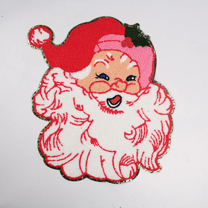 Nouveau design de patchs de Noël à paillettes logo personnalisé pour chapeau grand fer brodé auto-adhésif nœud papillon en chenille - Product Image 3