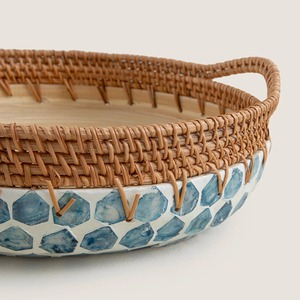 Cuenco grande de bambú con borde de ratán tejido Decoración de presentación de comida natural Ecológico Productos vietnamitas al por mayor - Product Image 2