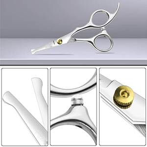 Ciseaux de nez à poils faciaux à pointe sphérique avec vis réglable et repose-sonnerie fixe en acier inoxydable super allemand - Product Image 2