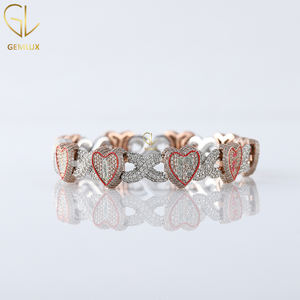 Hot Selling Latest Design Iced Out VVS Moissanite Diamond Heart Shape <b>Bracelet</b>, Iced Out Heart With Infifnity Hiphop <b>Bracelet</b> - Product Image 3