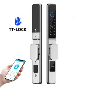 Tuya/TT Lock 防水スマートアルミドアロック 指紋認証 パスワード ガラスドア クラウドアプリロック - Product Image 2